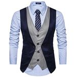 Creative Mens Slim Fit Casual Waist Coat 40 Blue Black