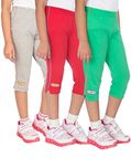OCEAN RACE Girls Stylish attarctive Colors Cotton Capris(3/4 Th Pant)-Pack of 3-15185-8/9YRS