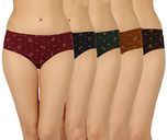 JIL Delux Womens Brief/Hipster 100% Cotton Ladies Printed Multi Color Panty Inner wear Combo Pack of 5 and 10 Offer (5, Medium=85cm)