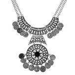 Sansar India Boho Antique Turkish Coin Statement Long Tassel & Pendant Necklace for Girls and Women