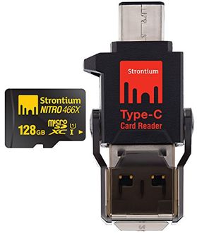 Strontium NITRO 466x 128GB MicroSDXC UHS-I (70MB/s) Memory Card (With Type-C Card Reader)