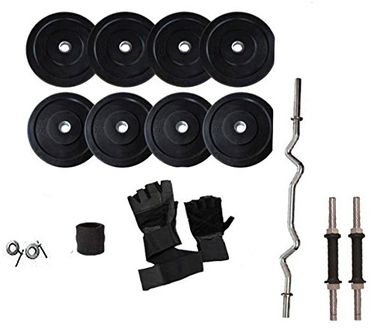 Vibro Sports Home Gym Combo (Pack of 10Kg Rubber Weight With 3 Rods,Accessories)