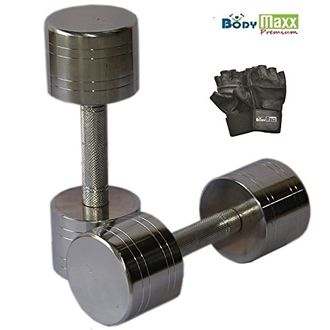 Body Maxx Chrome Steel Dumbells 20 kg (Pack of 2)