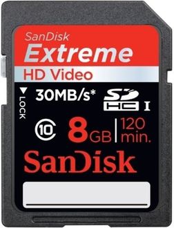 SanDisk Extreme HD Video 8GB Class 10 SDHC Memory Card