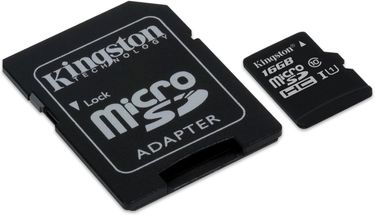 Kingston 16GB MicroSDHC Class 10 (80MB/s) Memory Card (With Adapter)