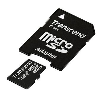 Transcend 32GB MicroSDHC Class 4 Memory Card (With Adapter)