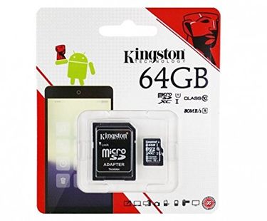 Kingston 64GB MicroSDHC Class 10 (80MB/s) Memory Card (With Adapter)