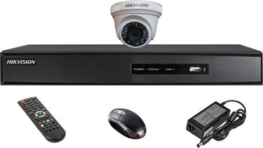 Hikvision DS-7204HQHI-E1 4CH Dvr, 1(DS-2CE56DOT-IR) Dome Camera (With Mouse, Remote)