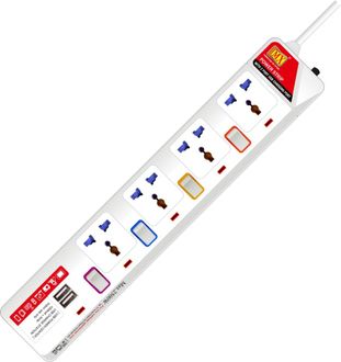 MX 3535A 2 USB Port & 4 Strip Surge Protector (1.5 Mtr)