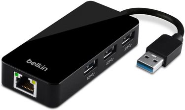 Belkin F4U091BT USB 3.0 3-Port Hub with Gigabit Ethernet Adapter