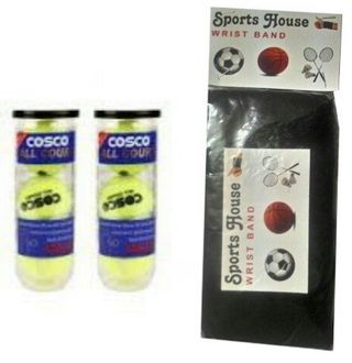 Cosco All Court Lawn Tennis Balls (Pack of 6) (Free Sportshouse Wrist Band)