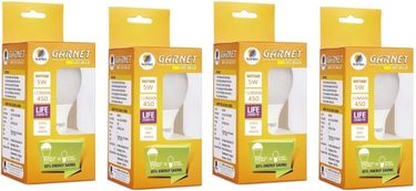 Wipro Garnet 5W E27 LED Bulb (White, Pack of 4)