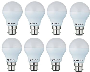 Bajaj 9W  B22 Round LED Bulb (White, Pack of 8)