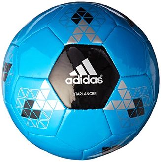 Adidas Performance Starlancer V Soccer Ball, Solar Blue/Black/Metallic (Size 4)