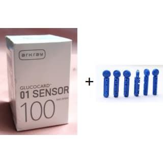 Arkray Glucocard 01 Sensor Glucometer Strips And Lancets (100 Each)