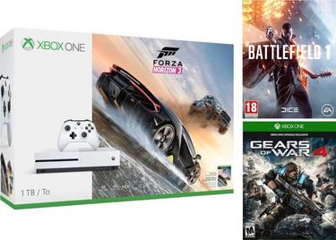 Microsoft Xbox One S 1TB Gaming Console (With Forza Horizon 3, Battlefield 1, Gears of War 4)