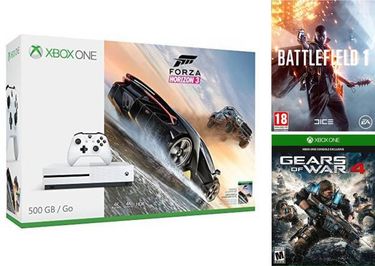 Microsoft Xbox One S 500GB Gaming Console (With Forza Horizon 3, Battlefield 1, Gears of War 4)
