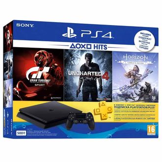 Sony PS4 Slim 500 GB Gaming Console(With Free Games: Gran Turismo - Sport/Uncharted 4/Horizon Zero Dawn)