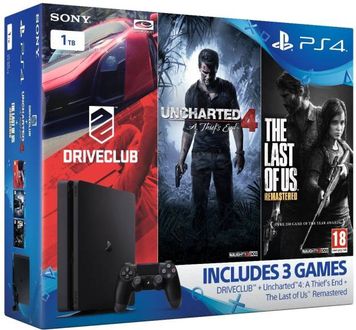 Sony Ps4 Slim 1TB Gaming Console (with Drive Club, The Last Of Us Remastered)